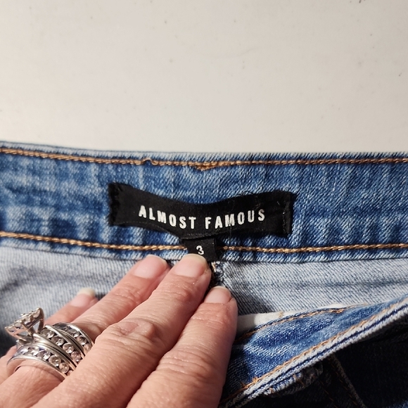 Almost Famous Blue Jean Shorts with Artistic Patterns - Picture 2 of 3